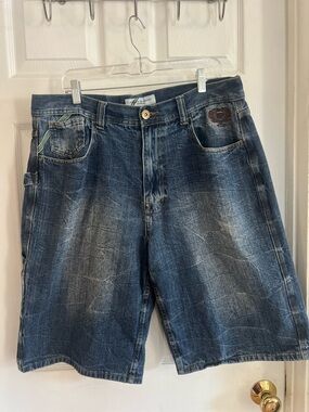 vintage phat farm Men’s Baggy Denim Shorts Jorts Size 38 Distressed Y2K Grunge